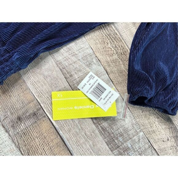 Cathy Daniels Blue Embellished Beads Studs All Season Blouse sz 1X - Picture 3 of 8